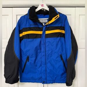 Columbia Youth 14/16 Zip/Snap Button Winter Thick Outdoor Jacket Blue Nylon
